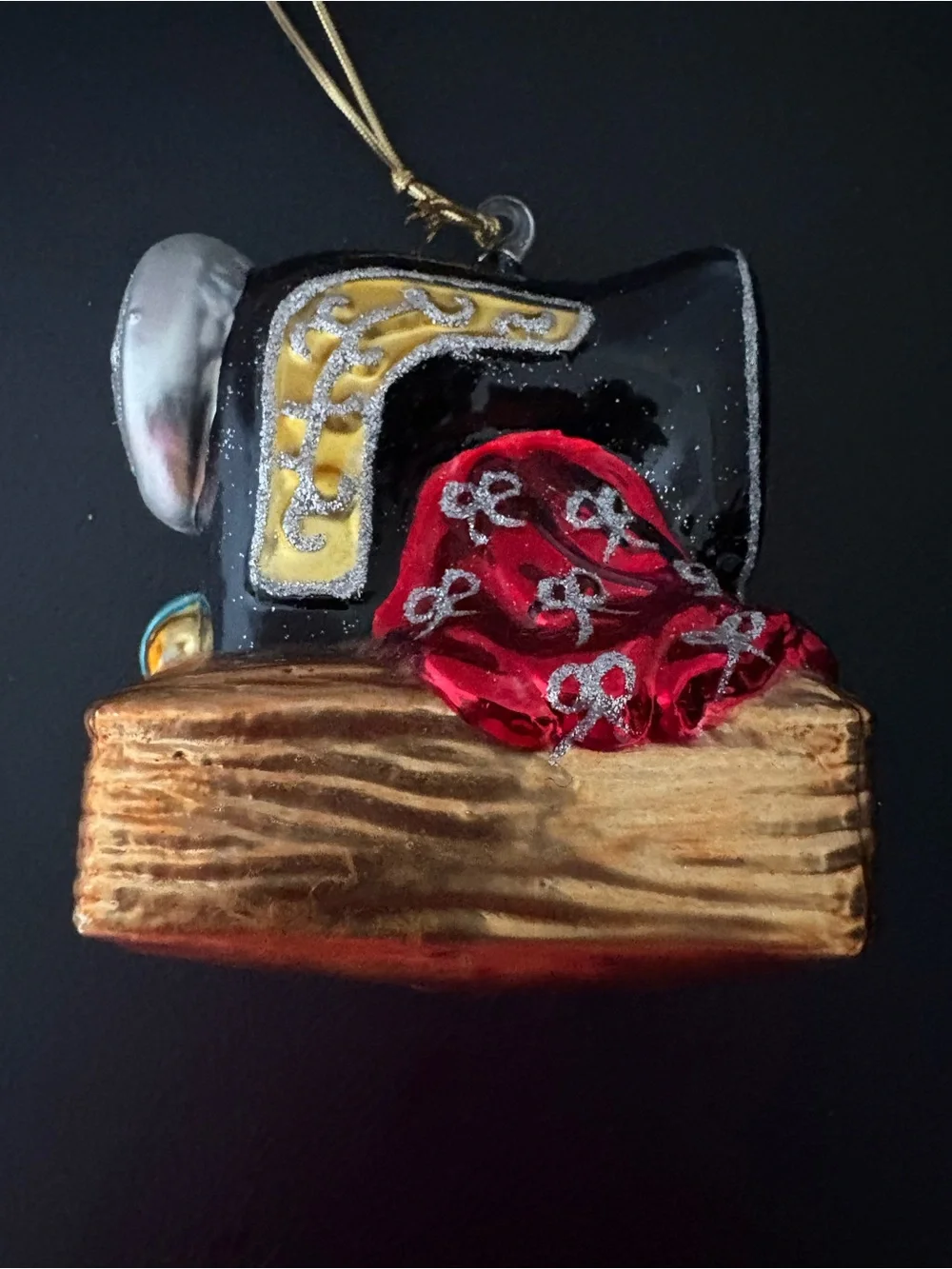 Vintage Blown Glass Antique Sewing Machine Ornament Seamstress Quilter Gift
